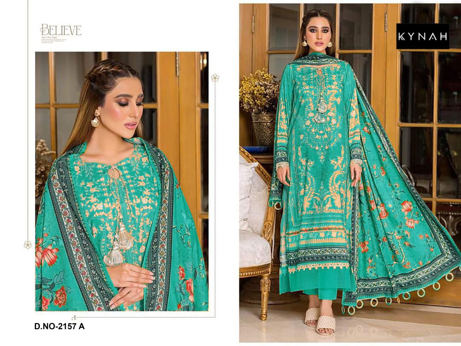 Kynah 2157 Embroidery Cotton Printed Pakistani Suits Wholesale Shop In Surat
